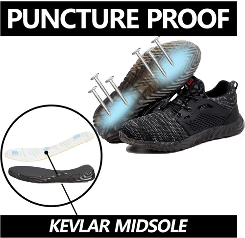 Miniatura 52 de SUADEX Zapatos deportivos con punta de acero para hombres y mujeres, indestructibles, ligeros, cómodos, antideslizantes, puntera compuesta