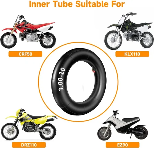 Miniatura 5 de FVRITO 2.75/3.00-10 3.00x10 2.50x10 80/100-10 Tubo interior para XR50 XR70 CRF50 CT70 EZ90 Cub Razor RSF650 KLX110 DRZ110 50cc 70cc 90cc 110 10CC 12