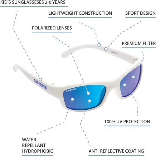 Miniatura 2 de Cressi Gafas de sol deportivas frescas para niños lentes polarizadas antirayos UV para niños de 2 a 15 años Maka Yogi