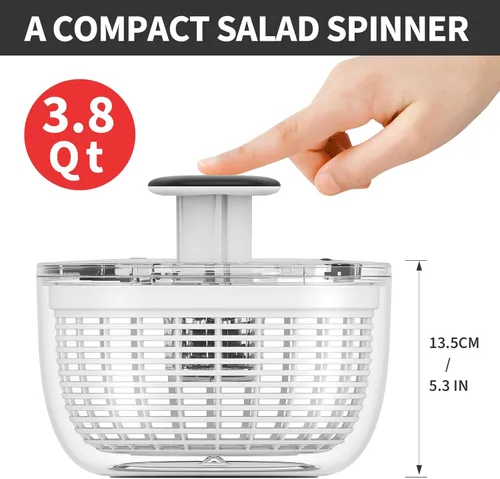 Miniatura 6 de Smile mom Centrifugadora de Ensalada Pequeña Centrifugadora de Lechuga Accesorios de Cocina Lavadora de Verduras, Alta Eficiencia para Cocina