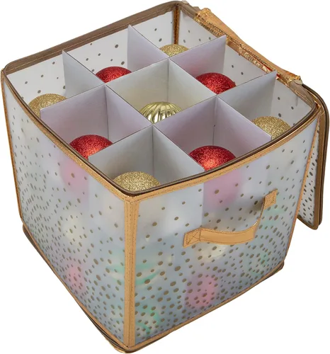 Simplify Organizador de adornos de 27 unidades | Dorado | Capacidad para 27 adornos | Almacenamiento de Navidad | Peso ligero | Dimensiones: 12.2 x