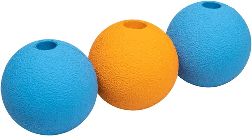 Miniatura 11 de Amazon Basics Juguetes para Perros, Pelotas de Goma Interactivas para Buscar, (Paquete de 2), 3 Pulgadas, Azul, Naranja