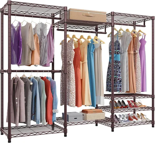 Miniatura 11 de VIPEK V5 Armario Portátil Mediano Perchero de Ropa Resistente, Perchero de Ropa de Metal Independiente con 4 Barras para Colgar y 8 Estantes