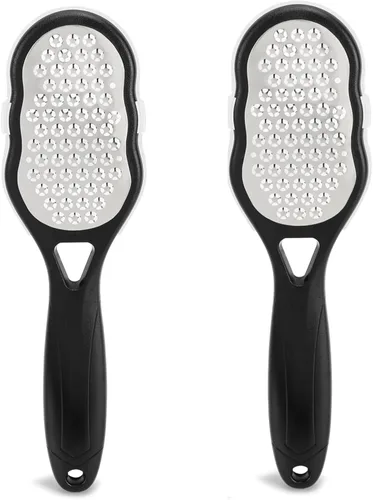 2 limas de pies con recolector de piel, raspador de pies de acero inoxidable, removedor de callos, pedicura, rallador de pies, limpiador de piel