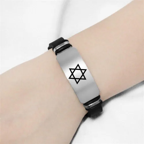 Miniatura 5 de ForeverWill Pulsera de silicona ajustable con estrella de David de Jerusalén para mujeres hombres adolescentes judaísmo Israel brazalete judío Mogen