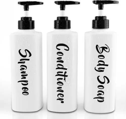 Miniatura 9 de AUMIO Juego de dispensador de jabón de baño de 16.9 onzas, botellas recargables de champú y acondicionador, botellas vacías con bomba para champú