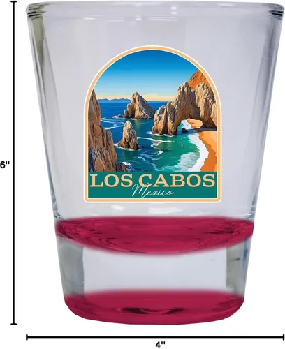 Miniatura 3 de Los Cabos Mexico Design B Souvenir - Vaso de chupito redondo de 1.5 onzas, color rojo, paquete de 4