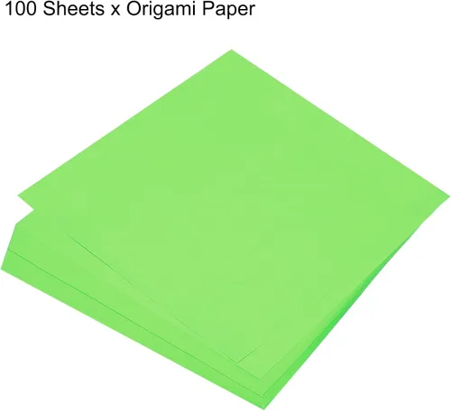 Miniatura 3 de MECCANIXITY 100 hojas de papel de origami de doble cara de 8 x 8 pulgadas (7.9 x 7.9 in), hoja cuadrada para proyectos de manualidades, Pasto verde