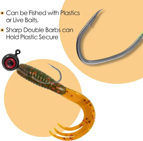Miniatura 6 de Dr.Fish Crappie Jig 3D Ojos Pesca Jig Cabeza de Agua Dulce Crappie Trucha Panfish Gancho Bass Pesca Señuelo 1/32oz 1/16oz 1/8oz Rosado