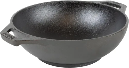 Lodge WOK de hierro fundido pre-sazonado - Mango de doble asistencia - Uso en el horno, en la estufa o en la parrilla - 6.25 pulgadas