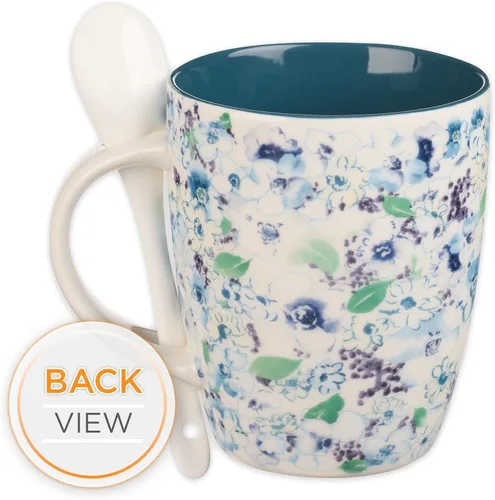 Miniatura 2 de Christian Art Gifts Juego de taza de café y té con cuchara de cerámica para mujer: By Grace You Have Been Saved - Efesios 2:8 Versículo de la Biblia