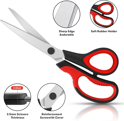 Miniatura 4 de Tijeras, Niutop Tijeras Multiusos de 8" Resistentes Ergonómicas con Agarre Cómodo Tijeras de Manualidades Afiladas para Oficina Hogar Doméstico