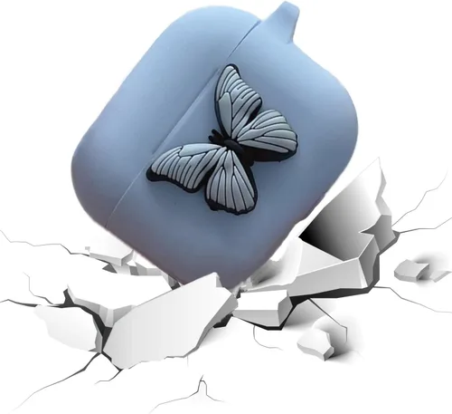 Miniatura 2 de Funda compatible con Airpods de 3ª generación 2021, bonita funda de silicona líquida de dibujos animados de mariposa 3D para niños y adolescentes