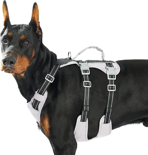 Miniatura 17 de Huntboo Arnés reflectante para perro con asa, a prueba de escape, antideslizante, transpirable, ligero, arnés de elevación ajustable para perros