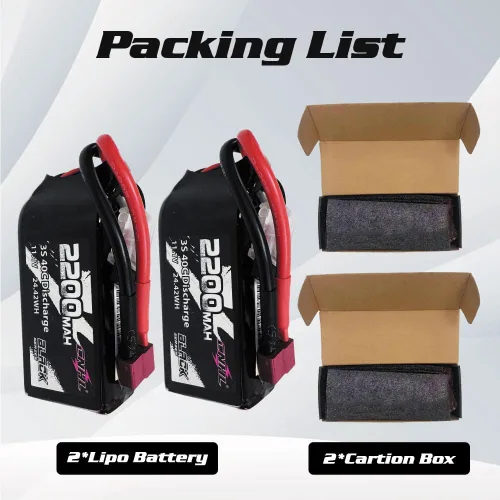 Miniatura 6 de CNHL Batería Lipo de 2200 mAh 3S 40C 11.1V Batería lipo corta con enchufe en T para avión a control remoto, coche, vehículos RC, barco, dron, FPV