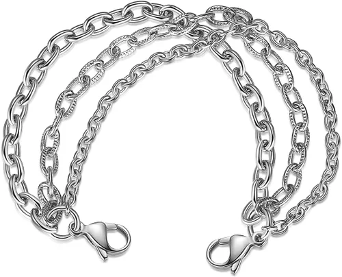 Miniatura 19 de LinnaLove Cadena intercambiable de acero inoxidable para pulseras de identificación de alerta médica para mujeres y hombres, No es una piedra