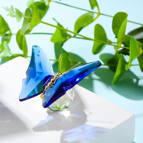Miniatura 2 de Movdyka Mariposa de Cristal para Mamá Mujeres Mariposa de Metal Decoración de Habitación Colección Figurina Mariposa de Vidrio Azul Artesanía