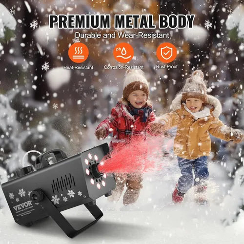 Miniatura 5 de VEVOR Máquina de nieve de 800 W con 9 luces LED RGB y control remoto, efecto de nieve de alto rendimiento para Navidad, Halloween, boda, fiestas
