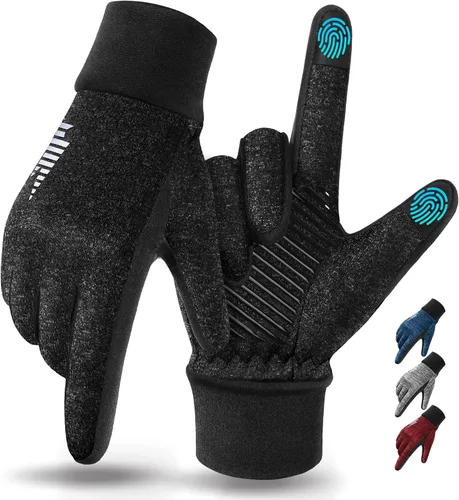 rivmount Guantes ligeros de invierno para correr, pantalla táctil y forro térmico antideslizante, cálido guantes térmicos, clima fresco, conducción,