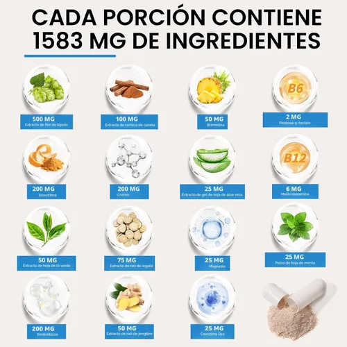 Miniatura 3 de Suplemento GLP-1 para mujeres y hombres, apoyo para el hambre y el metabolismo - Apoya GLP1 de forma natural, con mezcla de prebióticos y Blanco