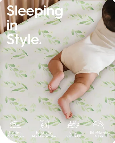 Miniatura 2 de Sábanas ajustadas Pack N Play para niñas y niños, TotBasic sábanas mini cuna estilo bohemio para Pack and Play/colchón de mini cuna, jersey suave