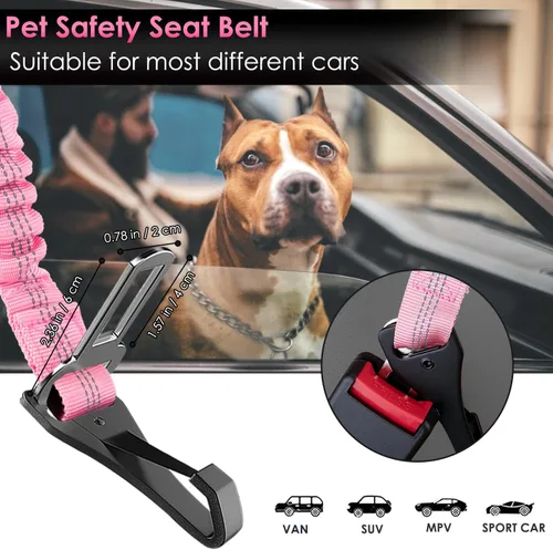 Miniatura 6 de SlowTon Cinturón de seguridad para perro, cinturón de seguridad ajustable para perro, 2 en 1 con cierre de barra para coche, cinturón de seguridad