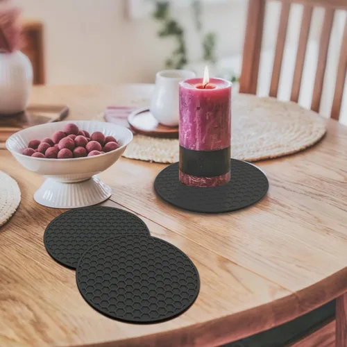 Miniatura 4 de TENOC Alfombrillas Trivet de Silicona Antideslizantes, Resistentes al Calor y que Atrapan Agua para Vasos de Agua y Tazas de Té y Tazas de Café