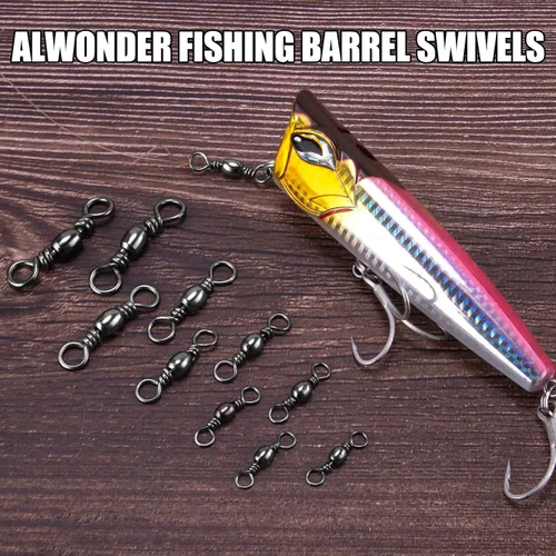 Miniatura 6 de Alwonder Paquete de 100 Giratorios de Barril de Pesca, Anillo Sólido de Acero Inoxidable de Alta Resistencia Giratorio de Barril de Latón