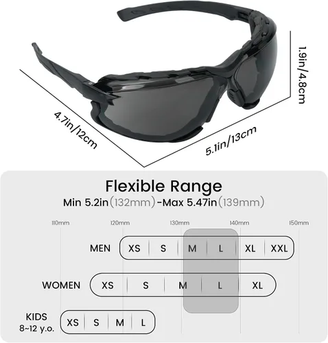 Miniatura 7 de Flaya Adjustable Foam Lined Safety Glasses ANSI Z87.1 Anti-Fog Mowing Goggles for Men & Women, UV400 Protection with Strap