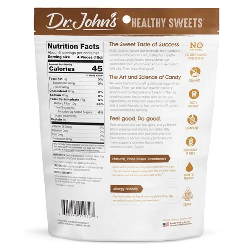 Miniatura 2 de Dr. John's Healthy Sweets Caramelo duro de regaliz negro con cero azúcar, sin colorantes, a base de plantas, apto para keto, 24 unidades, 3.85 onzas