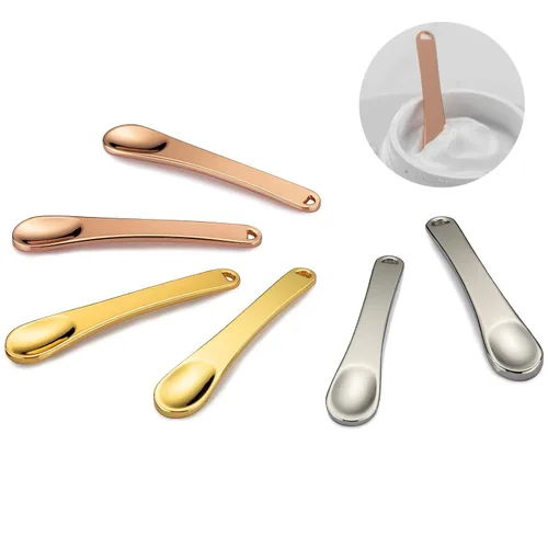 Tekson 6 espátulas cosméticas de metal para el cuidado de la piel, mini máscara facial reutilizable, cucharas de belleza de maquillaje para crema,