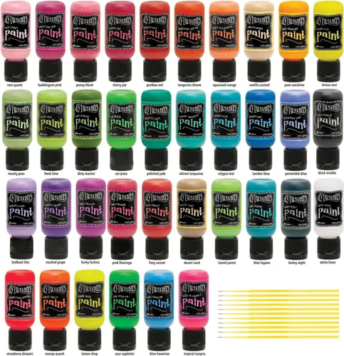 Dylusions Paints Bundle - Diario de arte con tapa abatible, impermeable, mezclable con varillas PTP Flash Deals Blending Sticks (colección brillante)