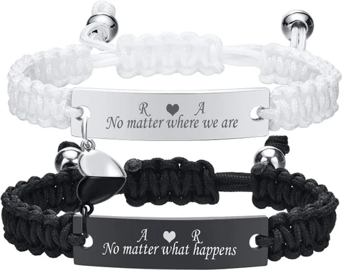 Miniatura 19 de VNOX Pulsera Personalizada Personalizable Nombre Fecha Cita Amistad Amor Pareja Pulsera Hecha a Mano Cuerda Trenzada Pulsera Regalo Aniversario