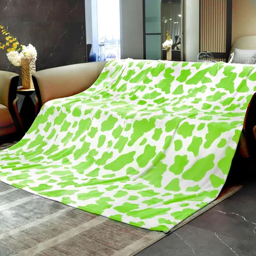 Miniatura 10 de HSEEC Manta de felpa azul con estampado de vaca, manta pequeña de franela de forro polar suave para sofá, 40 x 50 pulgadas