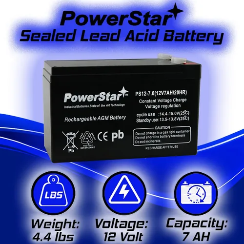 Miniatura 3 de PowerStar Batería 7AH para PS-1290-PS-1290 Batería SLA recargable de 12 voltios 9 amperios hora