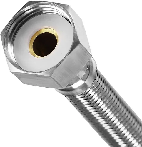 Miniatura 4 de uxcell Conector de línea de suministro de grifo G1/2 hembra x G1/2 hembra de 8 pulgadas de longitud 304 manguera de acero inoxidable 2 unids
