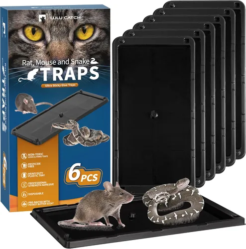 LULUCATCH, trampas para ratones, 6 unidades de trampas grandes de pegamento para interiores para el hogar, tablas de pegamento a granel pre-cebadas