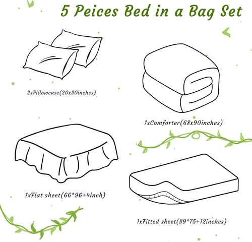 Miniatura 3 de NTBAY Juego de edredón Twin con sábanas, juego de ropa de cama Twin suave y transpirable de 5 piezas, cama Twin en una bolsa, juego de edredón Gris