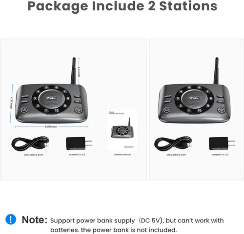 Miniatura 8 de Wuloo - Intercomunicadores inalámbricos manos libres para negocios en casa, sistema de intercomunicación de audio bidireccional mejorado para Juego