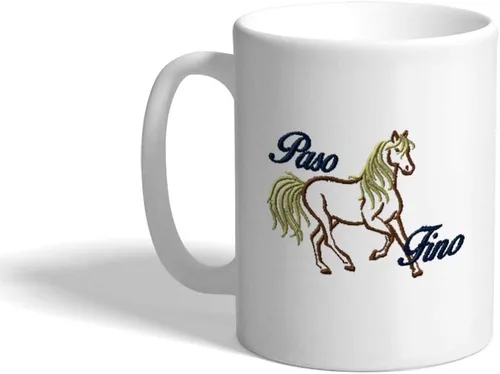 Taza de café de cerámica de 11 onzas con diseño de caballo animal Paso Fino Taza de té blanca