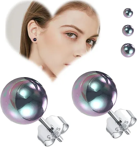 Aretes de tuerca para mujer, aretes de perlas negras para mujer, hipoalergénicos, clásicos, redondos, regalo para madre, esposa, novia, día de San