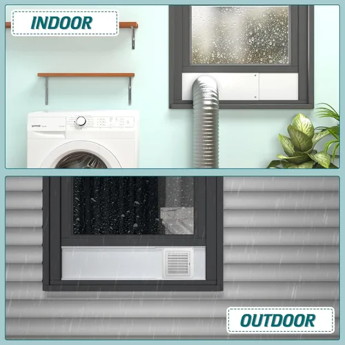 Miniatura 7 de Daisypower Kit de ventana de ventilación para secadora, kit de ventilación de ventana ajustable de 4 pulgadas con cubierta de ventilación