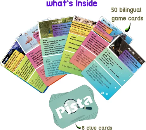 Miniatura 2 de 1step2dream Juegos de cartas de adivinanzas de animales españoles para niños Divertidas actividades educativas familiares Relleno de calcetines