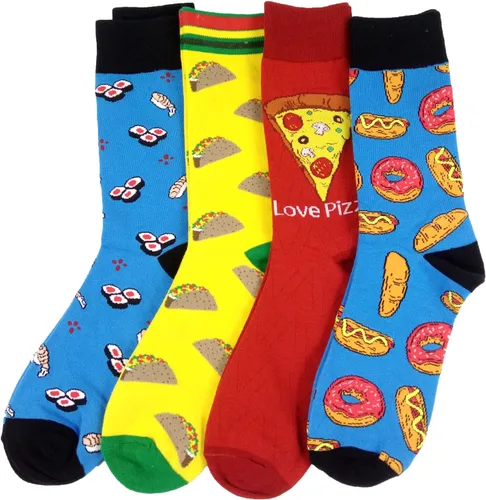 Miniatura 2 de HSELL Calcetines de vestir divertidos para hombre, divertidos y novedosos diseños locos, calcetines de algodón, regalo para hombres, 4 Pares
