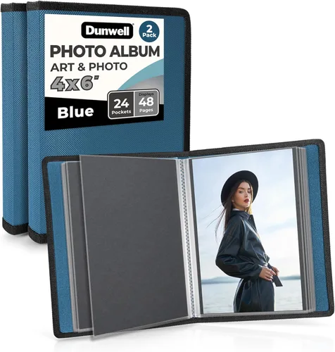 Miniatura 11 de Álbum de fotos Dunwell 8x10 (negro) con papel de montaje, carpeta de presentación de portafolio de arte y fotos de 8 x 10, 24 fundas transparentes