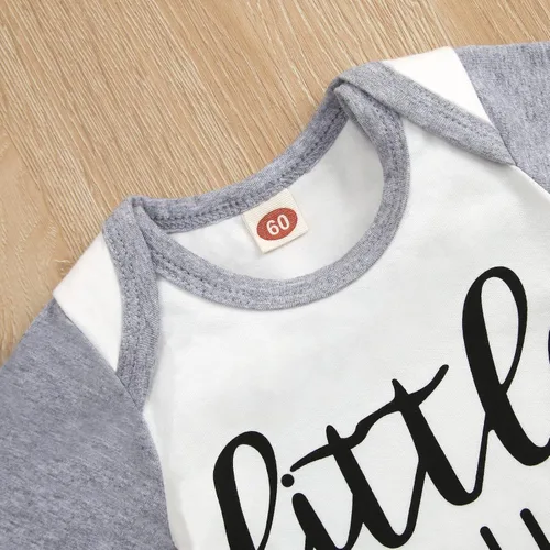 Miniatura 4 de GRNSHTS Conjunto de ropa de 3 piezas para bebé recién nacido, traje de regreso a casa, con estampado de letras, gorro, guantes, 3 piezas