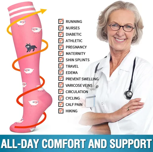 Miniatura 61 de 6 Pack Copper Compression Socks for Women and Men Circulation-Best Support for Medical, Running,Nursing,Athletic