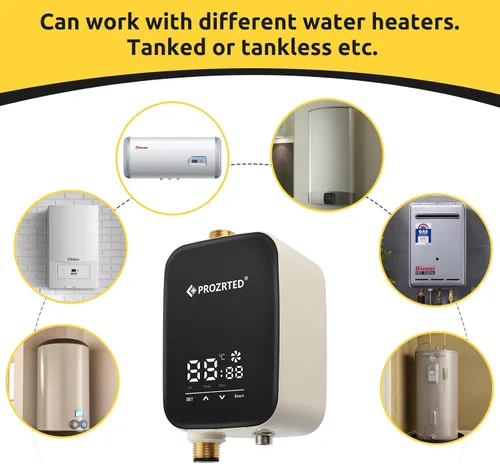 Miniatura 9 de Kit de bomba de recirculación de agua caliente instantánea digital inteligente HBS24-12T – Termostato incorporado, temporizador, pantalla digital