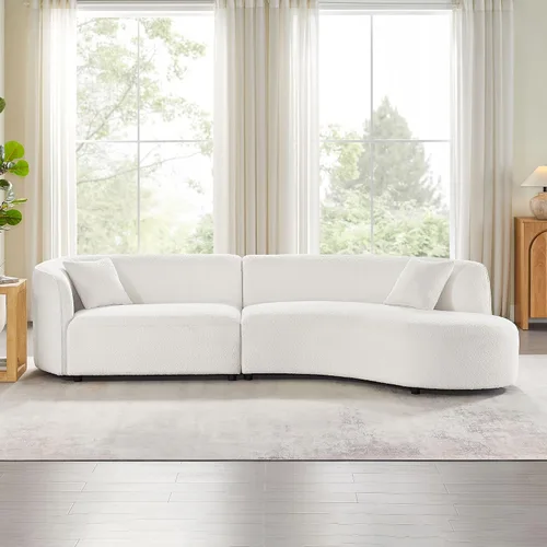 Miniatura 14 de SSC SATITUNCASA - Sofá modular curvo de 102.36 pulgadas, acogedor sofá Boucle para sala de estar, sofá de 4 plazas color crema con almohadas, sofá