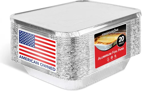 Miniatura 12 de Stock Your Home Sartenes de aluminio de 9 x 13 (paquete de 20) – Bandeja de papel de aluminio desechable y reciclable – Sartenes profundas de mesa